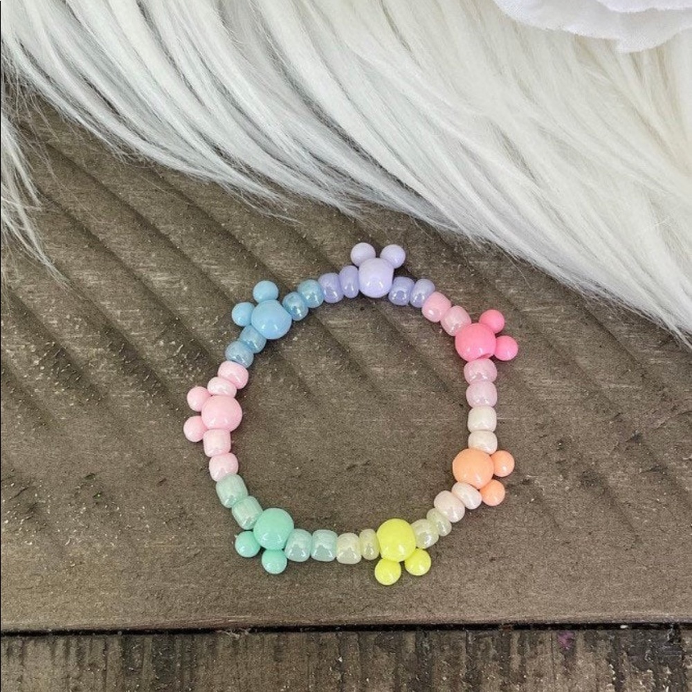 Pastel Rainbow Beaded Mickey Bracelet